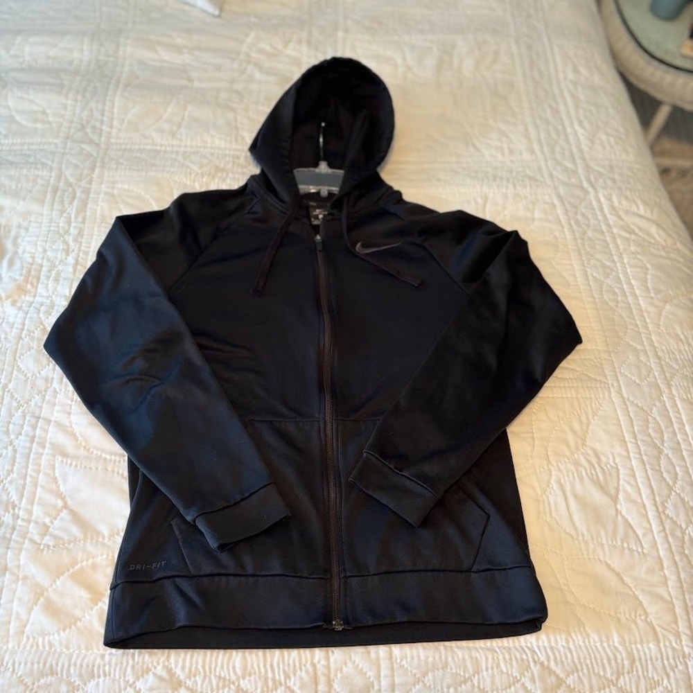 Nike Hoodie Mens M Black Polyester Full Zip Dri-FIT Athletic Classic Gym Workout - Picture 4 of 9